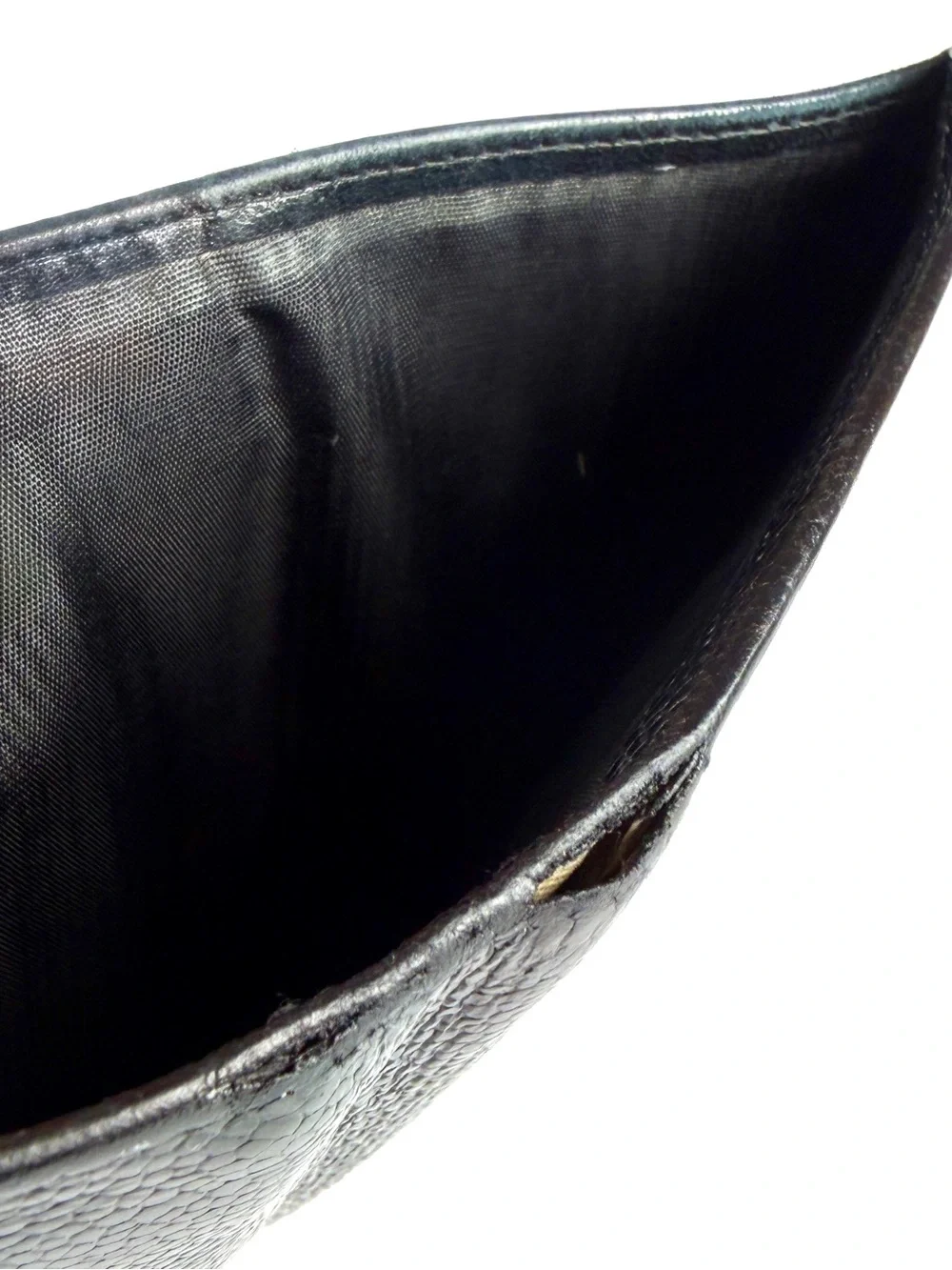 Chanel Black Caviar Leather Long Snap Bifold Wallet | Vintage CC Logo